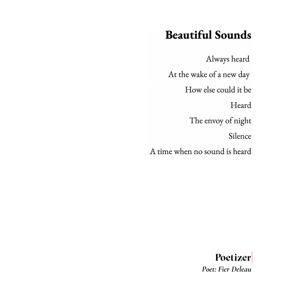 Beautiful Sounds by #PoetizerPoet Fier Deleau

Love it, bookmark it: poetizer.com/poem/343480369