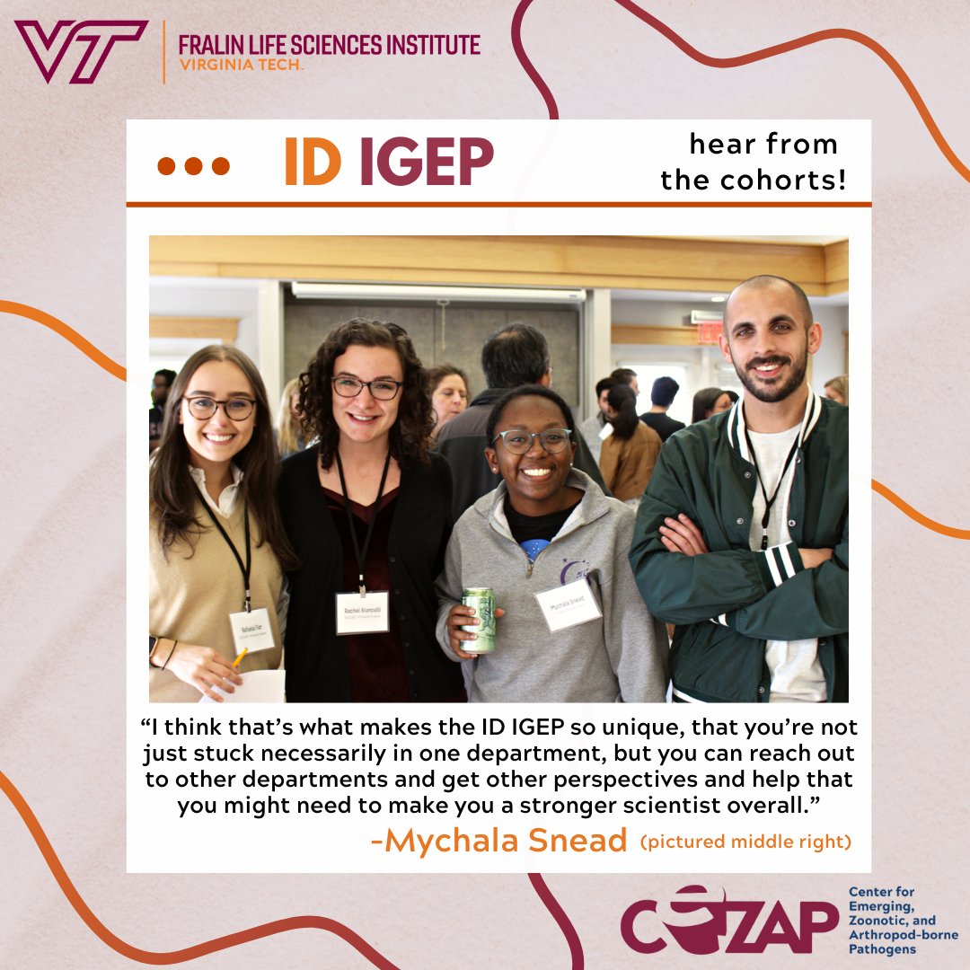 Interested in #infectiousdiseases ? 
The Interdisciplinary Graduate Education Program (IGEP) in Infectious Disease (ID), with academic departments, trains graduate students to acquire broad  perspectives towards infectious disease.   
  
learn more at: infectiousdisease.fralinlifesci.vt.edu/igep1.html