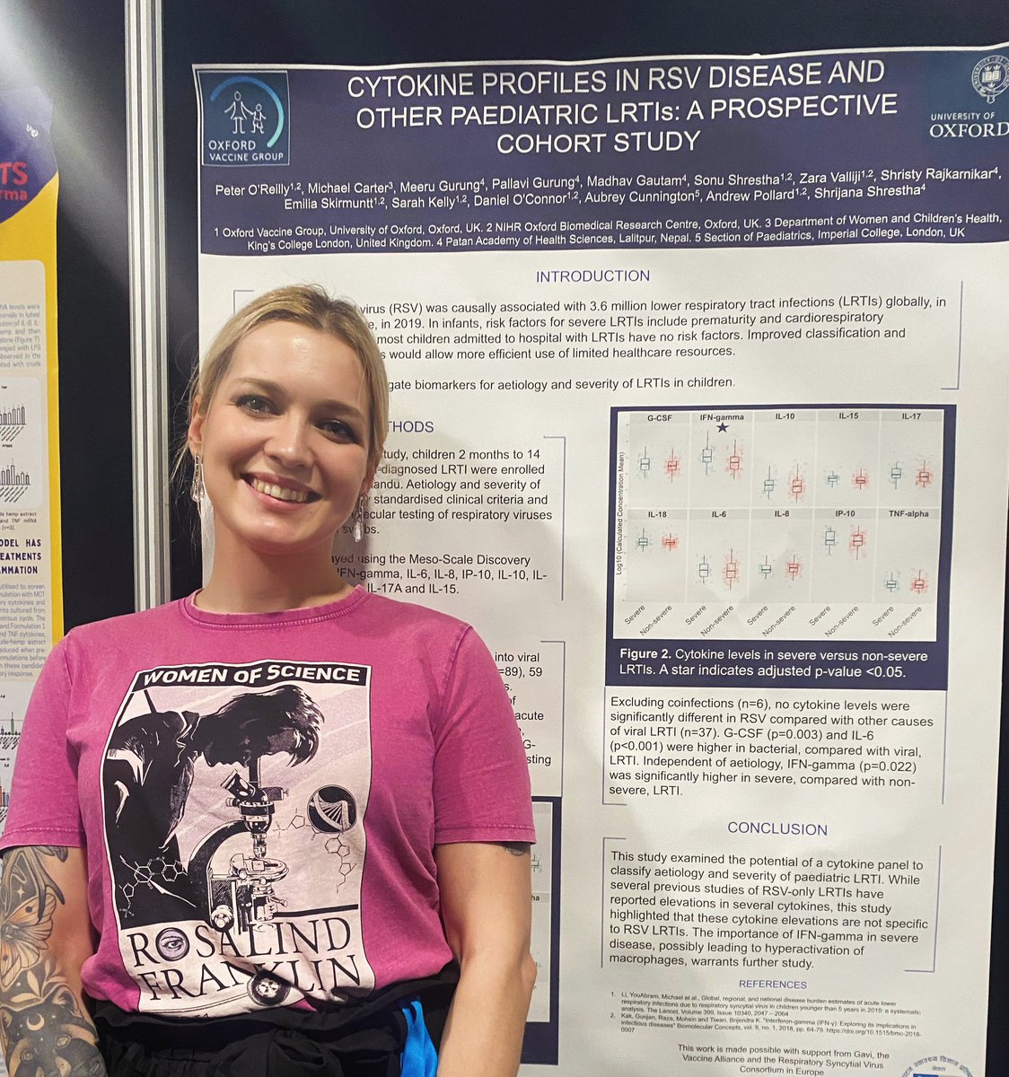 With another poster today! Presenting on behalf of one of the DPhil students who cannot be here because he is in Nepal! Similar topic. Also sporting my ‘Women of Science’ t-shirt. #BSI23