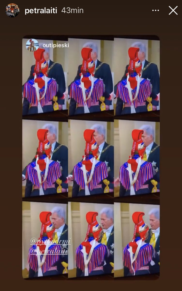 Saamelaisnuorten puheenjohtaja ⁦<a href="/PetraLaiti/">Petra Laiti (Mihku Ilmára Mika Petra)</a>⁩ linnanjuhlissa upeassa saamelaisnaisten sarvilakissa ❤️ #ladjogahpir #linnanjuhlat #itsenäisyyspäivä #kunnianosoitus #saamelaiset ⁦@suomasaminuorat⁩