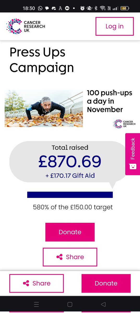 Final amount. A whopping £870.69,which with the gift aid included totals a massive £1040.86. Thank you all so much for your kind donations and making it that little bit easier to complete! <a href="/CR_UK/">Cancer Research UK</a> #pushupchallenge