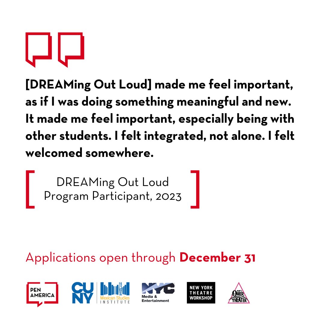 Applications for the 2024 DREAMing Out Loud Season are now open! For more info/to apply: pen.org/dreaming-out-l…