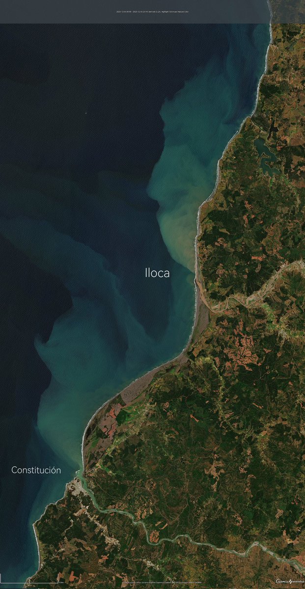 Consecuencia de el lento pero sostenido aumento en las temperaturas de la zona central, los deshielos están arrastrando gran cantidad de sedimentos al mar.
#iloca #Constitución #Maule