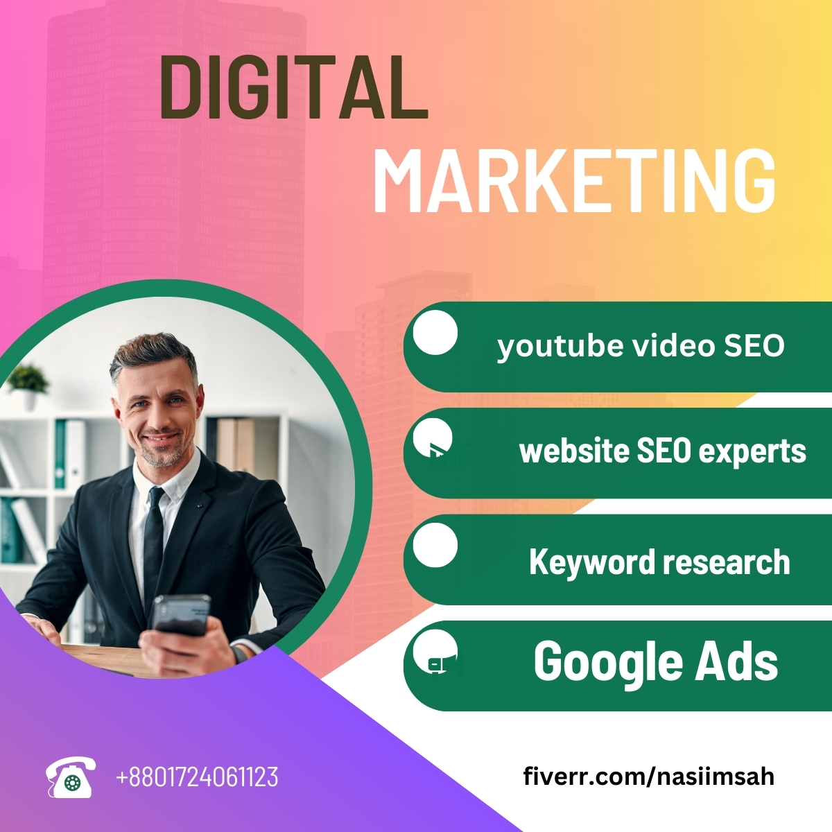 I am a digital Marketer website SEO expert YouTube video SEO expert
and Google ads work on Fiverr.
fiverr.com/s/WrB0dB
#Google #NewZealand #FiverrGig #SEO #trending