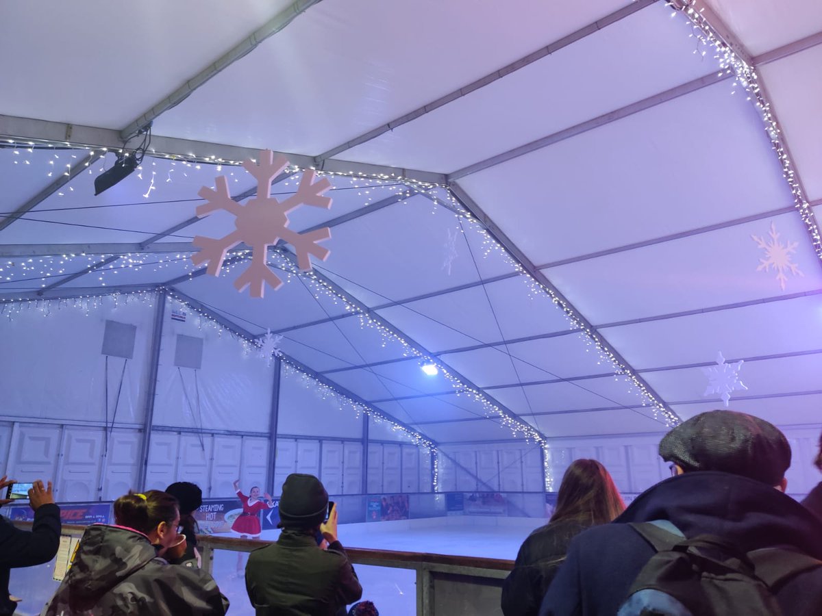 Jubilee Square Real ice rink officially opened tonight. First peek and first skate for some guests. Book your tickets @visit_leicester . Open until 7 Jan. #Christmas2023 #icerink #familyfun #Leicester #Leicestershire