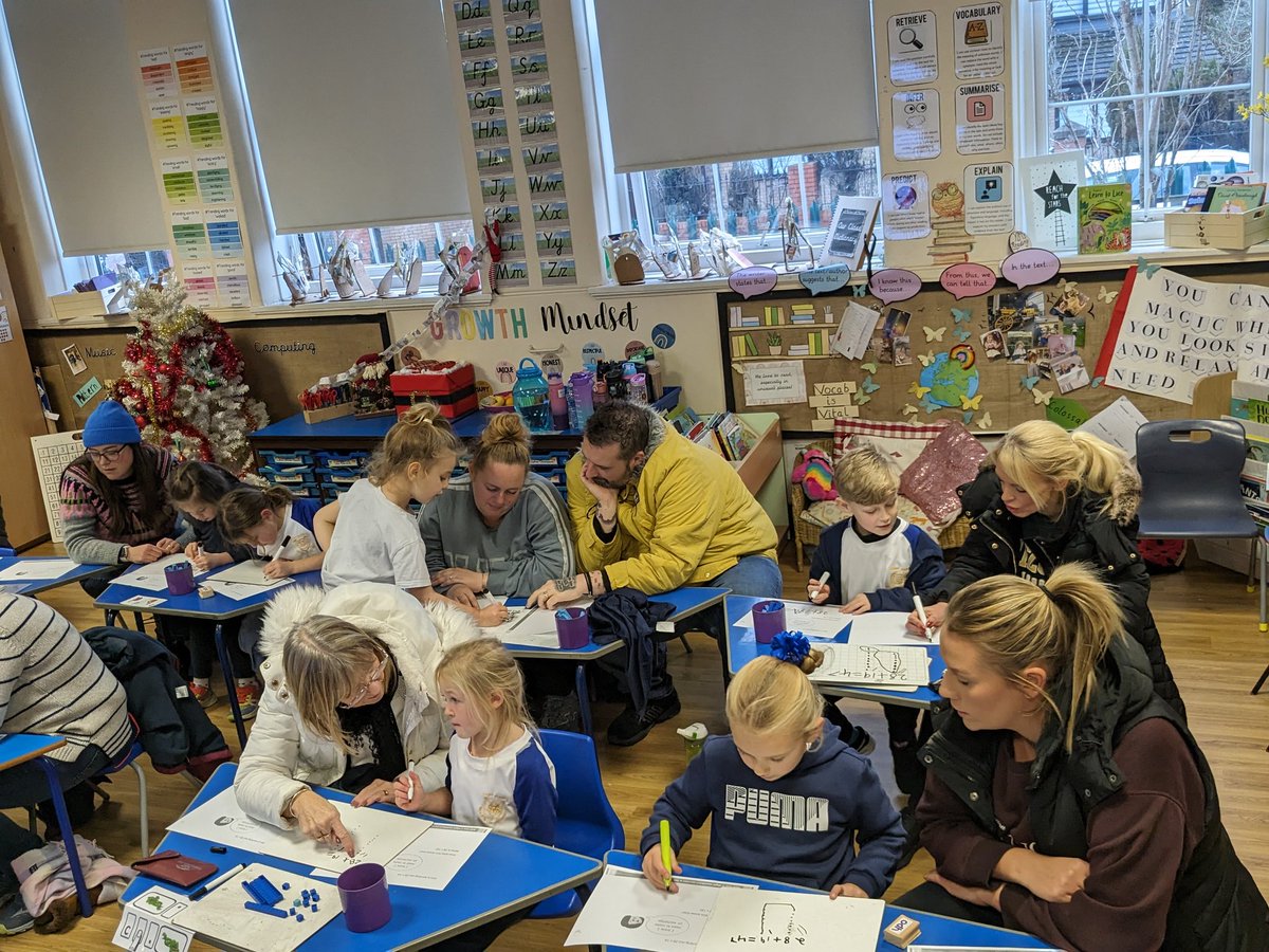 FedStMarys's tweet photo. A fantastic Come in and Count session with Year 2. The children taught their special grown ups strategies to solve addition and subtraction. #ComeinandCount #parentalengagement #exchanging #baseten https://t.co/Tghe4fj85g