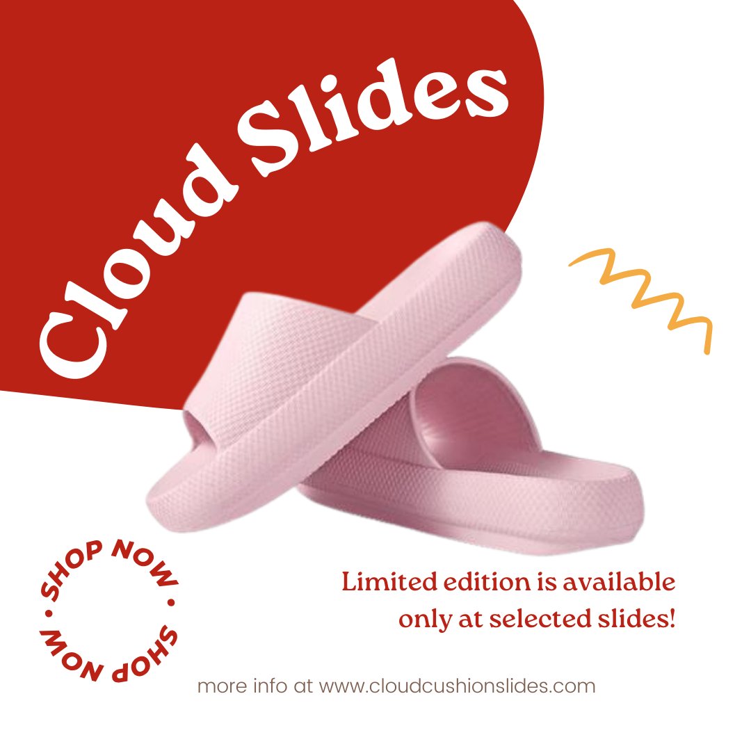 Step into the clouds with our Cloud Slides! ☁️👣 Elevate your comfort game with these ultra-soft and cushioned slides designed for cloud-like relaxation. Perfect for lounging at home, post-workout recovery, or casual outings. 
Shop Now: cloudcushionslides.com/products/cloud…
#CloudSlides