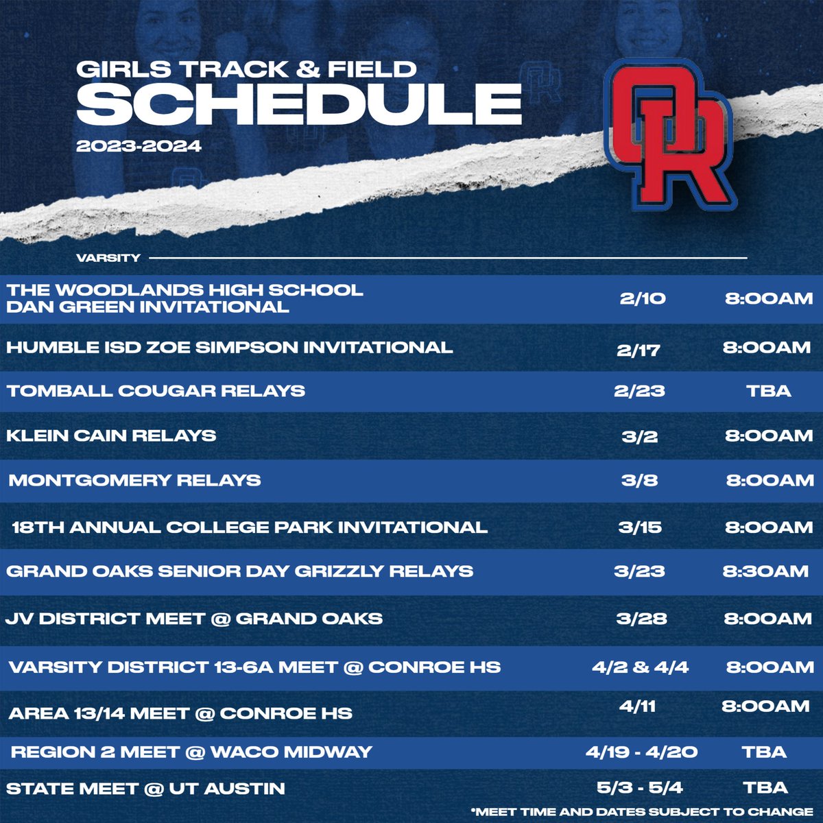 2024 Varsity Track Schedule! Let's go War Eagles!