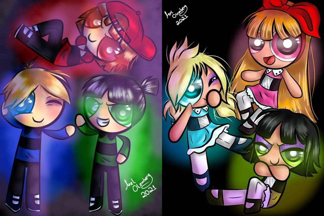 #ThePowerpuffgirls #TheRowdyruffboys 
🔵🩵🔴🩷💚🟢
Blossom x Brick and Buttercup x Butch and  Bubble x Boomer   #ppg  #rrb