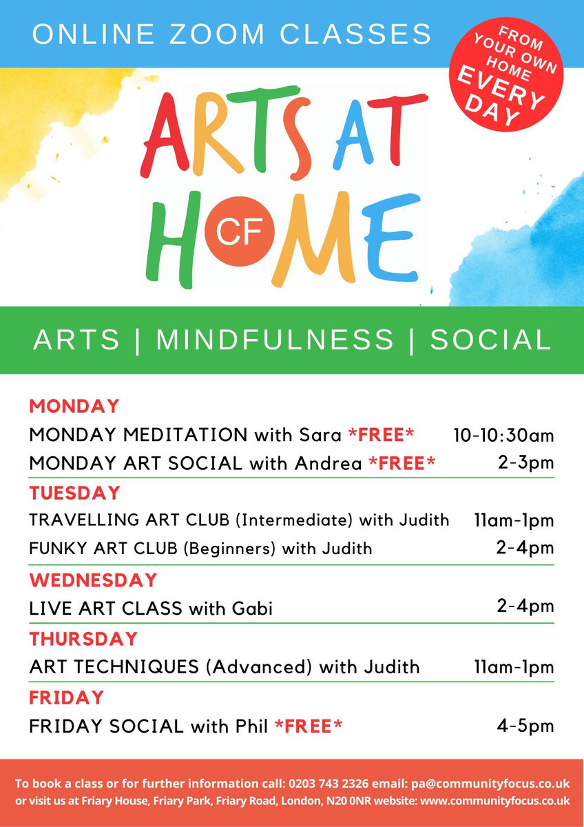 _communityfocus's tweet image. Enroll now for Spring 2024 at @_communityfocus! 🌷 Explore new challenges in our Arts classes, including the Digital Art Studio on Wednesdays. Timetable below! #SpringEnrollment #ArtsClasses #CommunityFocus #NorthFinchley 🎨✨