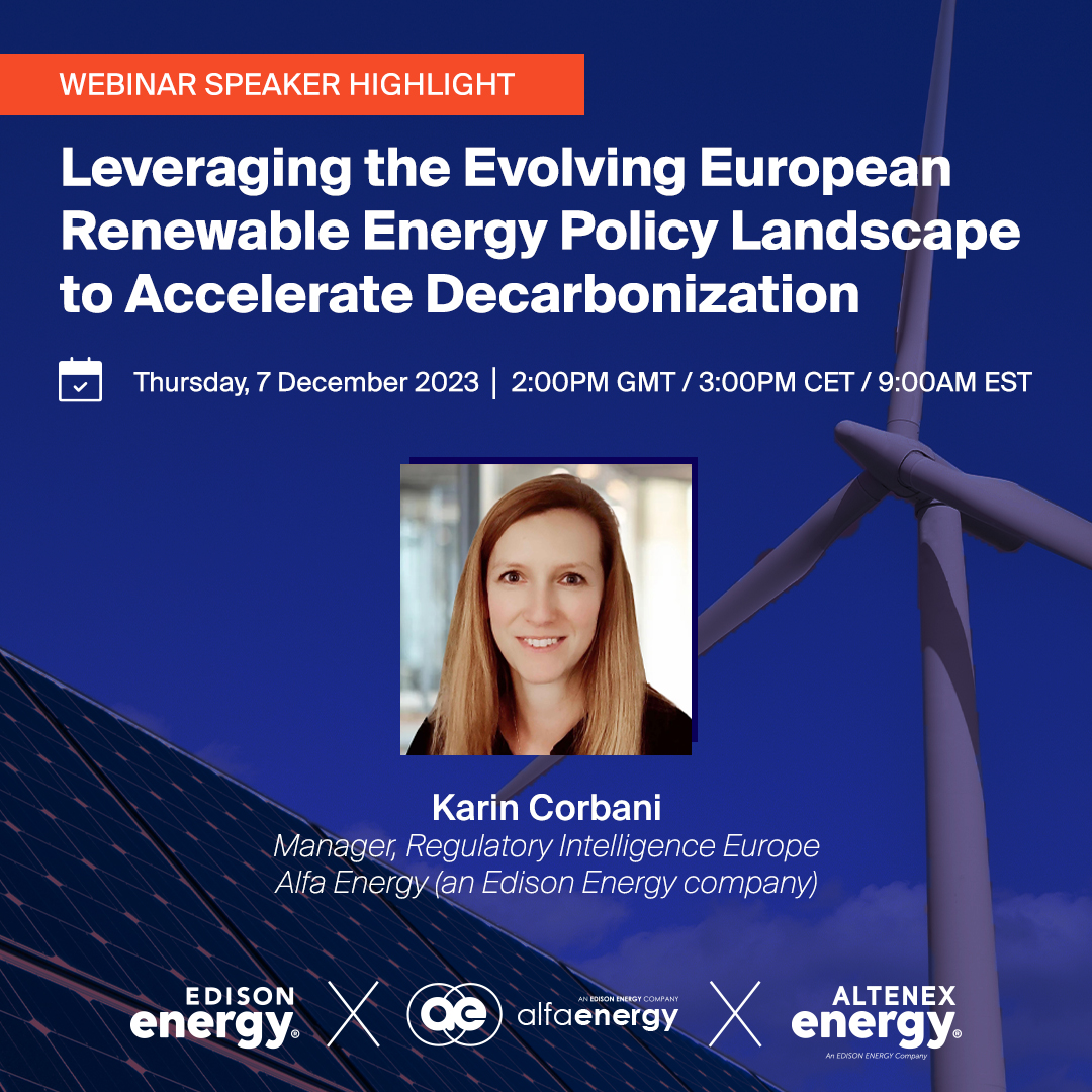 🎤Join us tomorrow: Leveraging the Evolving European #RenewableEnergy Policy Landscape to Accelerate #Decarbonization  

We're delighted Karin, who leads the team responsible for tracking policy/regulatory developments, will be joining the panel 

Register eu1.hubs.ly/H06xRlX0