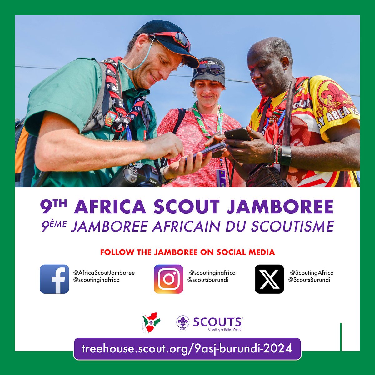 ScoutingAfrica's tweet photo. REGISTRATION for the 9th Africa Scout Jamboree is NOW OPEN! Here are 6 things your National Scout Organization needs to do:

1. Appoint a Head of Contingent and Contingent Staff.
2. Mobilize participants and International Service Team members.
⬇️

#AfricaScoutJamboree https://t.co/lGC6cHu69F