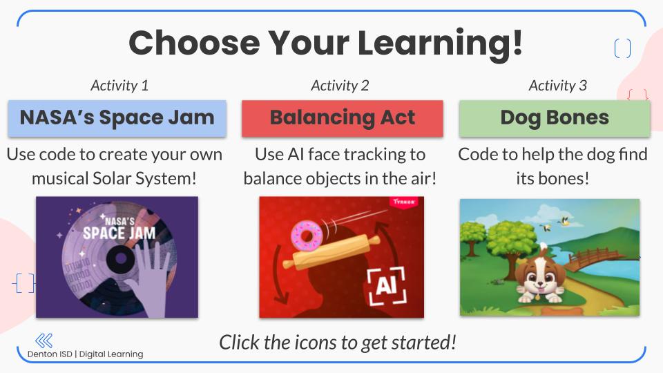 Denton ISD Digital Learning (@dentonisdigital) on Twitter photo Looking for some coding activities for your students this week to celebrate #hourofcode? Check out our ready-to-use lessons brought to you by Digital Learning and <a href="/hourofcode/">Hour of Code</a>!
Learn more: bit.ly/hocdisd Looking for some coding activities for your students this week to celebrate #hourofcode? Check out our ready-to-use lessons brought to you by Digital Learning and <a href="/hourofcode/">Hour of Code</a>!
Learn more: bit.ly/hocdisd