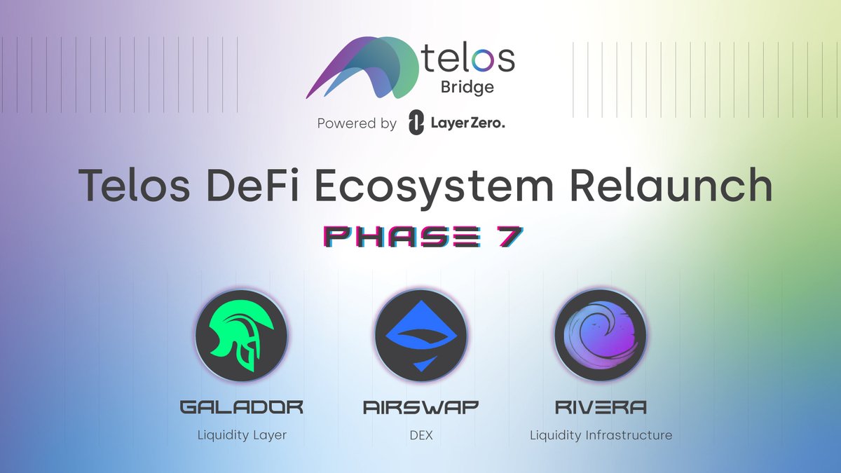 Telos DeFi Phase VII has begun, introducing new #DeFi functionalities to our growing ecosystem!

We’re focused on continuing to nurture a composable DeFi ecosystem for you to enjoy. Reminder: Always DYOR when engaging with DeFi protocols.

Here are this week’s unveilings: 🧵
