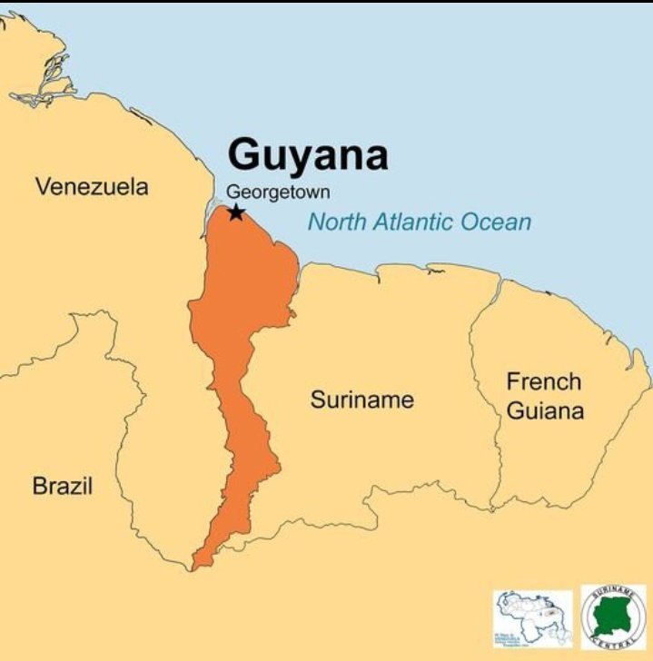 @presidentaligy Lo primero que debes hacer, es aceptar que tú país ni siquiera soñaba con existir, cuando el Esequibo ya era parte de Venezuela, eso ni está en discusión, lo otro, es que el Tigri, tampoco es de Guyana, es de SURINAM, y por último, aquí está tu mapa: