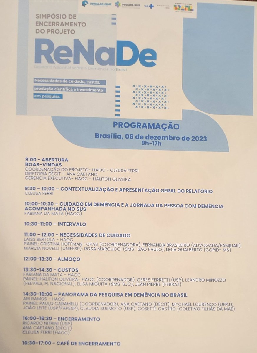 Beautiful & special day in Brasília to discuss the National Report on Dementia. Project led by @CleusaFerri for the Brazilian Ministry of Health in association with @hospitalalemao gathering several people and institutions aiming to unveil the needs of dementia care and research.