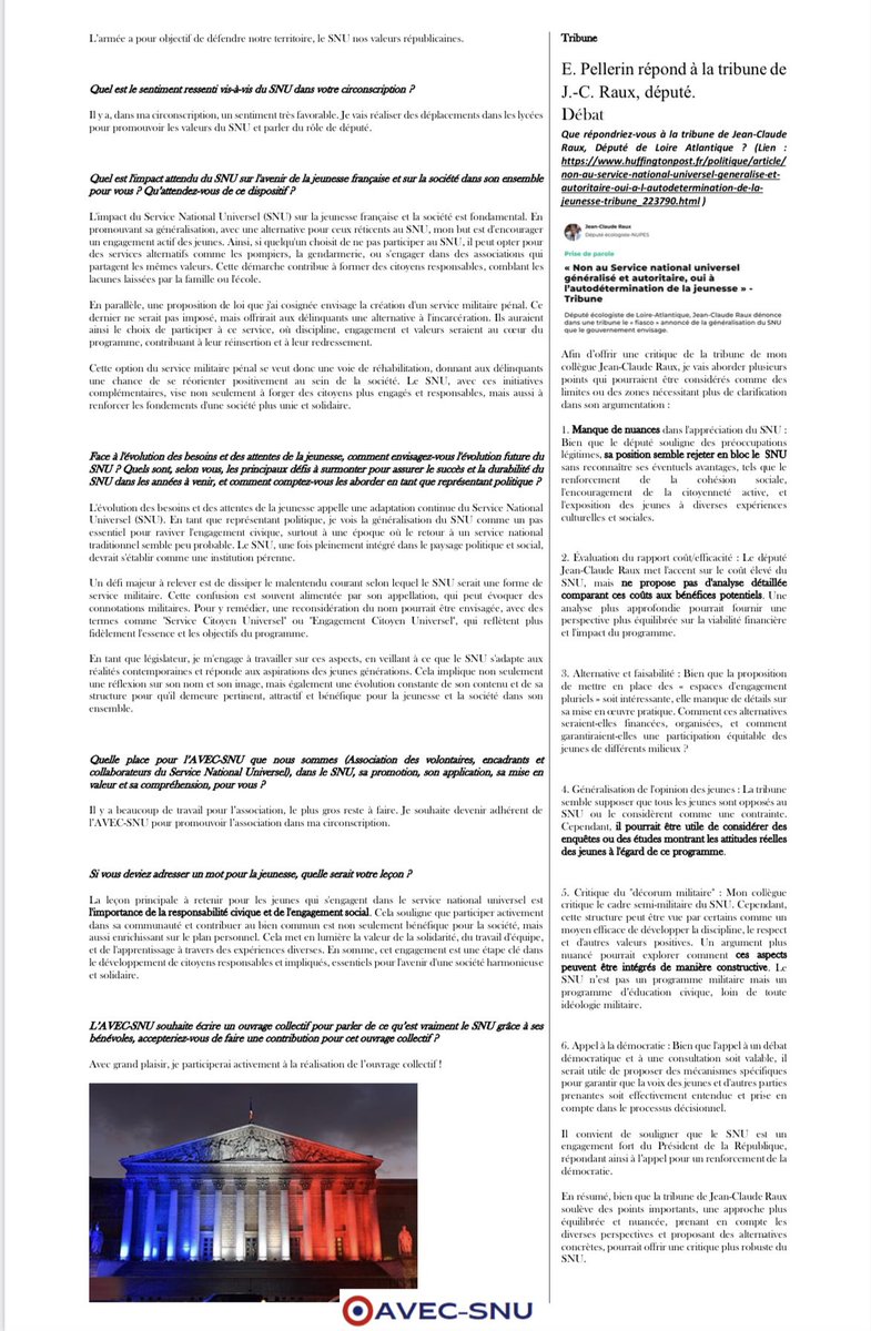 EmmanuelPeller1's tweet photo. 🇫🇷Au sein de notre République, j’observe une perte des valeurs de la République, un manque profond de sentiment d’appartenance à un groupe dû au manque du Service National. Le SNU, c’est le partage des valeurs, qui réunit tous les rangs de la société autour de la République. C’est un brassage social et cela crée des liens. 

La leçon principale à retenir pour les jeunes qui s'engagent dans le service national universel est l'importance de la responsabilité civique et de l'engagement social. 

Très heureux d’avoir pu participer à l’entretien du Journal @avecsnu une association qui vise à promouvoir le Service National Universel pour lequel je suis pleinement engagé ! @priscathevenot @GabrielAttal @education_gouv