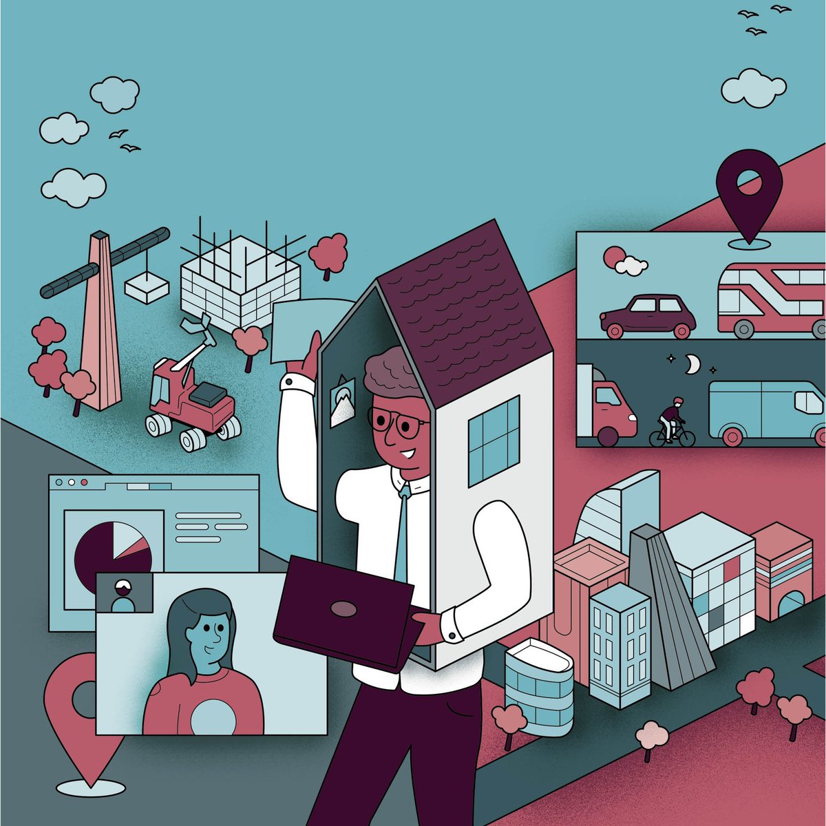 “The Future Workplace” cover illustration for <a href="/raconteur/">Raconteur</a> 

#illustration #work #office #workplace #technology #employee #it #ai