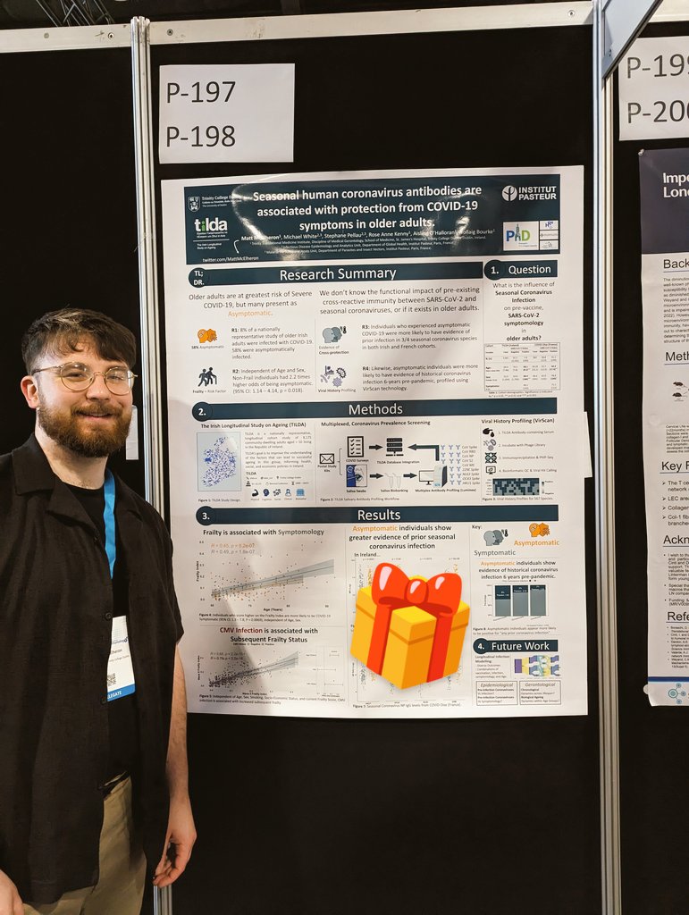🚨 Pull up to P-198 at #BSI23 if you'd like to learn more about our <a href="/hrbireland/">HealthResearchBoard</a> and @scienceirel-funded research at <a href="/tilda_tcd/">TILDA</a>, <a href="/institutpasteur/">Institut Pasteur, since 1887</a>!🎉🧑‍🔬

✨ Common Infections 🦠

✨ Ageing Health 🏥

✨ The Ageing Immune System 🎯

... and their effect on COVID-19 Symptomology! 😷🛡️