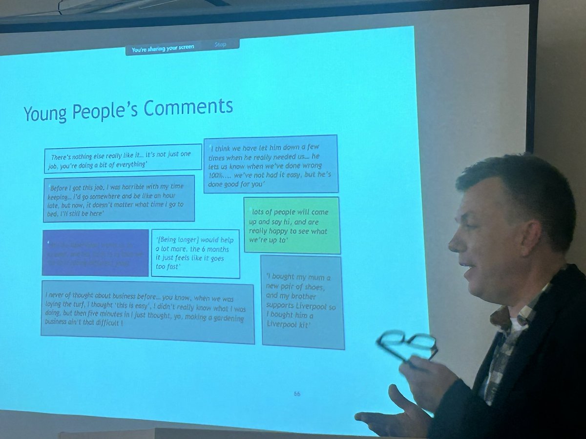 Hey Tweeps at @AssnYOTmanagers #AYMAutumnConference2023 hearing from @andypeaden Director at @The_Skill_Mill - 100s of young people skilled up for employment, they work with Youth Justice Teams - the key out is “They (the children) achieve an identity shift” - #GreatWork