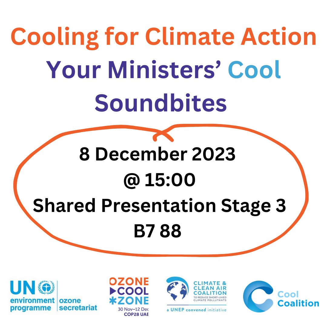 Montreal Protocol Ozone Secretariat (@unepozone) on Twitter photo See Ministers in the hot seat giving their 1.5-minute cool soundbites on a how they are delivering on the #MontrealProtocol #KigaliAmendment, Paris Agreement and the Global 2030 Agenda #COP28UAE <a href="/UNEP/">UN Environment Programme</a> <a href="/ActOnCooling/">Cool Coalition</a> <a href="/CCACoalition/">Climate & Clean Air Coalition</a> See Ministers in the hot seat giving their 1.5-minute cool soundbites on a how they are delivering on the #MontrealProtocol #KigaliAmendment, Paris Agreement and the Global 2030 Agenda #COP28UAE <a href="/UNEP/">UN Environment Programme</a> <a href="/ActOnCooling/">Cool Coalition</a> <a href="/CCACoalition/">Climate & Clean Air Coalition</a>
