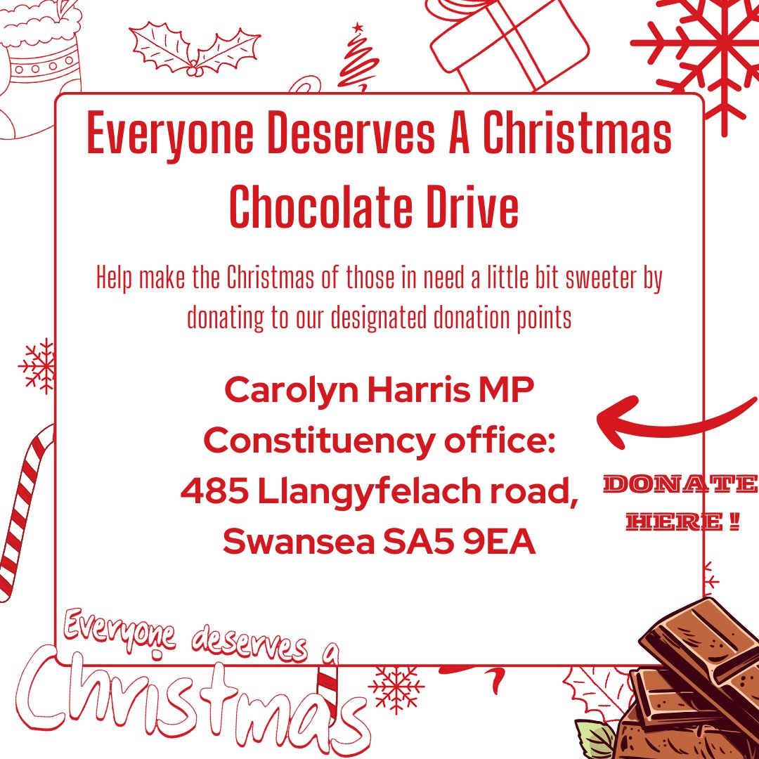 carolynharris24's tweet photo. 🎄We need YOUR support to make the #Christmas of those in need a little bit sweeter!🍫

#EveryoneDeservesAChristmas is collecting chocolate donations to go alongside our Christmas hampers.

Follow this thread 🧵to see where you can donate! https://t.co/bmeOBVjBWd