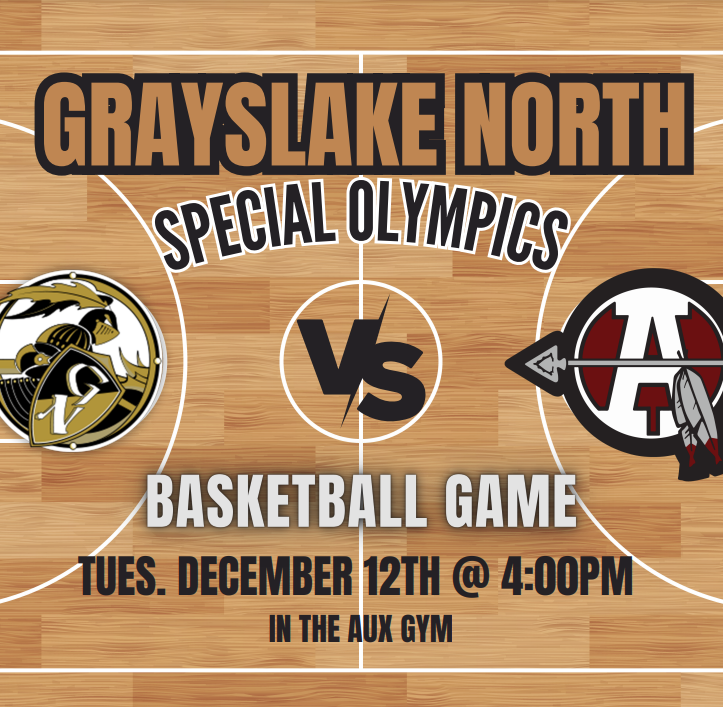 Our GNHS Special Olympics team has another basketball game on Tuesday 12/12 at 4pm in the Aux Gym. We hope to see you there! <a href="/GNHSAthletics/">GN Knights Athletics</a> <a href="/GNHSActivities/">GNHS Activities</a> <a href="/Grayslake127/">Grayslake 127</a> <a href="/GrayslakeNorth/">Knight Pride</a> <a href="/GNHSHoops/">GNHS Girls Basketball</a> <a href="/GNHSboyshoops/">GNHS Basketball</a>
