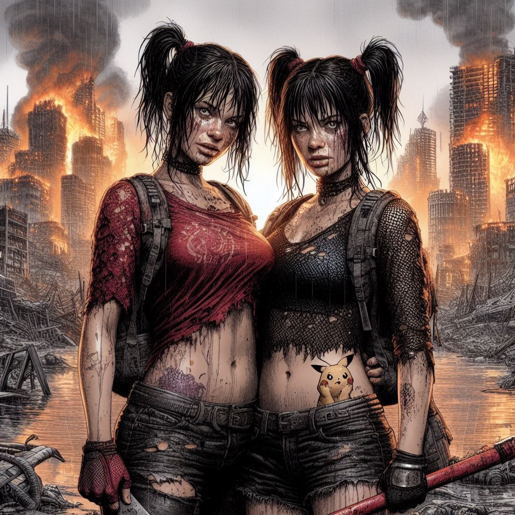 whisper_rpg's tweet image. Queens of the Apocalypse
#DALLE3 #scifi #aiimages #aiart #aiartist #aiartwork #aicommunity #aiartcommunity #AIArtistCommunity #digitalart #AiArtSociety #teens #teenagers #rebel #punkette #dystopian #AIgirl #aiartchallenge #feet #postapocalyptic #dystopian