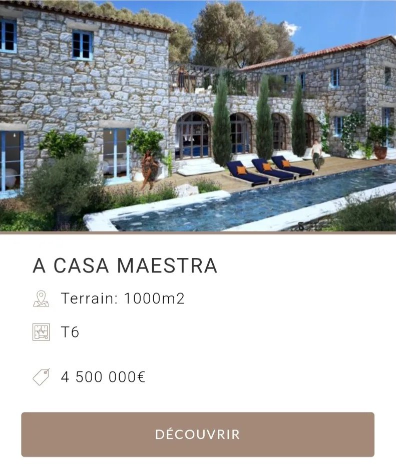 coreinfronte's tweet image. "A teppa di cavallo bianco" à Sotta.
Un domaine privé de 14 villas de 990000€ à 4,5 millions d’€.
Ce projet, prévu d'être livré en 2025, est porté par la Société Civile PHA et est commercialisé par Sico Groupe Immobilier.
Il se trouve en discontinuité du village de Sotta.