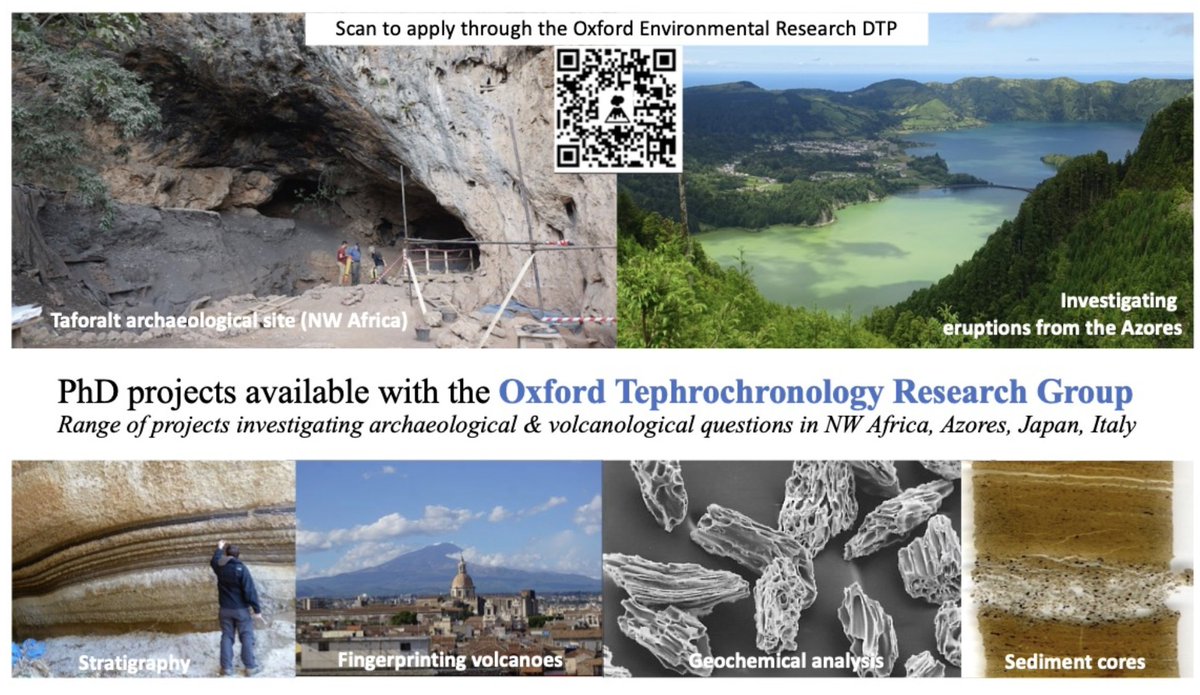 Looking for a #PhD in #tephrochronology or #volcanology?🌋 Apply to the <a href="/OxfordEnvRes/">OxfordEnvRes</a> #DTP and join <a href="/OxfordTephra/">Oxford Tephrochronology Group</a>. 

We have a range of collaborative projects investigating volcanological &amp; archaeological questions. Application deadline is 5th January. Contact us for more info🌋