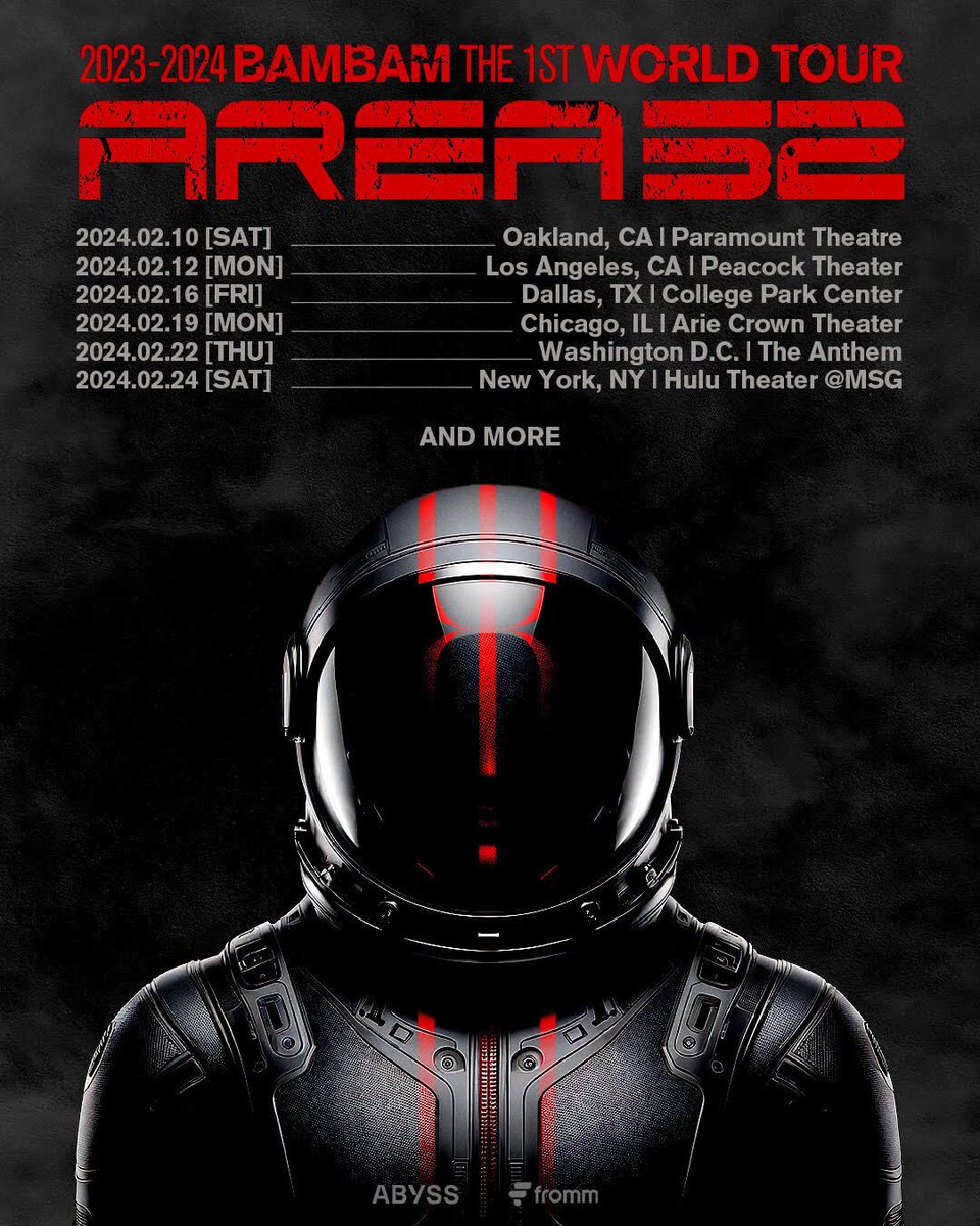 BAMBAMxBAMMIE's tweet photo. 2023-2024 BamBam THE 1ST WORLD TOUR [AREA 52] in U.S.
⠀
[AREA 52], unrevealed space of the world
⠀
24.02.10. Oakland, CA
24.02.12. Los Angeles, CA
24.02.16. Dallas, TX
24.02.19. Chicago, IL
24.02.22. Washington D.C. 
24.02.24. New York, NY
⠀
AND MORE
⠀
🔗https://t.co/vA6yReinbm 
⠀
For more info, visit @fromm_store
⠀
#뱀뱀 #BamBam
#AREA52
#BamBam_TOUR_AREA52