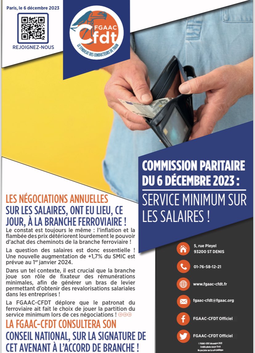 CfdtEfp's tweet photo. [COMMISSION PARITAIRE DU 6 DÉCEMBRE 2023 : SERVICE MINIMUM SUR LES SALAIRES !] La #FGAAC-CFDT consultera son conseil national sur la signature de cet avenant à l'accord de branche !
👉 https://t.co/cVhDbS6xwk
👇👇👇 https://t.co/iHBBpTMDDM