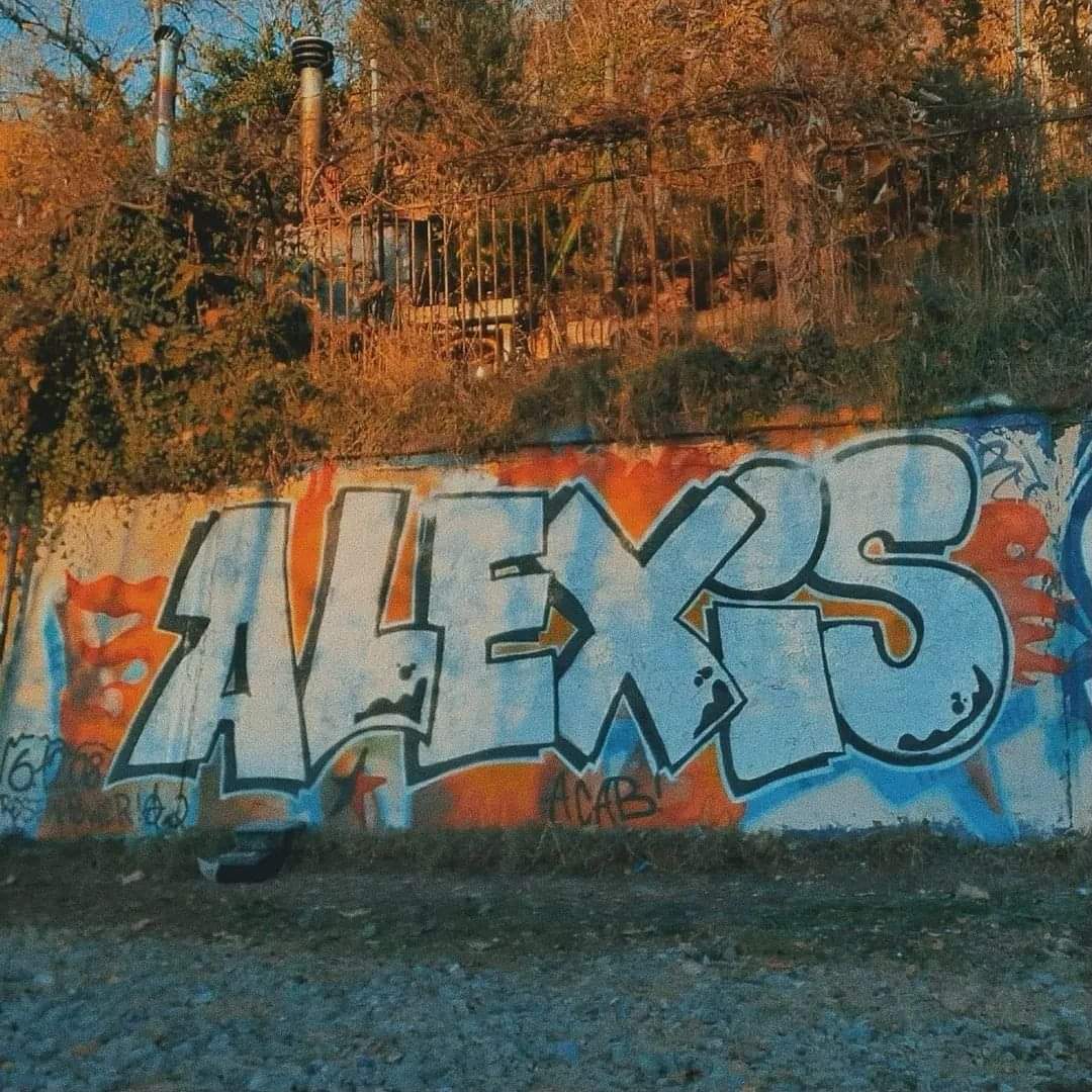 Memorial graffiti and stencils for Alexis Grigoropoulos, a 15-year-old anarchist who was murdered by police in Athens on December 6, 2008, sparking a month-long popular insurrection