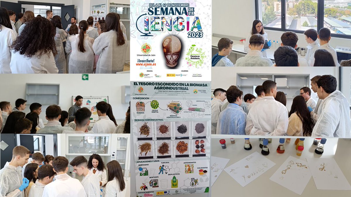 La #SemanadelaCiencia 2023  se celebró en <a href="/ujaen/">Universidad de Jaén</a>. Algunos de los investigadores de <a href="/tep233/">Ingeniería Química y Ambiental TEP233</a> participaron en el taller “El tesoro escondido en la #biomasa agroindustrial”.
#hojaolivo #valorización #biomass #economíacircular♻️
#valorization #Ciencia #science #divulgacióncientífica