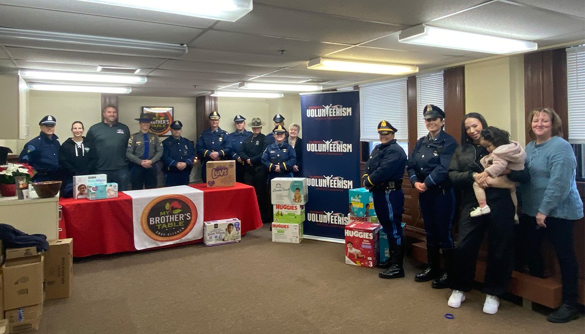 Thank you to the <a href="/MassStatePolice/">Massachusetts State Police</a> for partnering with us to donate hundreds of diapers to our Community Captain organization <a href="/MyBrothersTable/">My Brother's Table</a>.

Thanks to their donation, local mothers in need will receive diapers and wipes.
