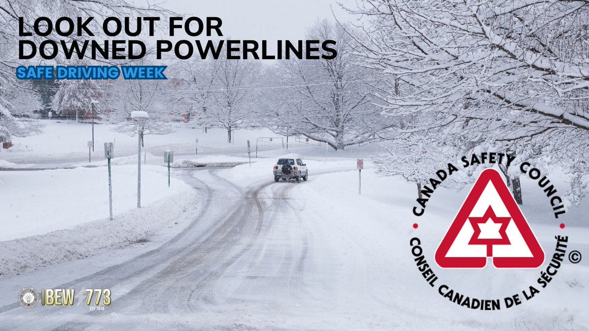 During @CanadaSafetyCSC  National Safe Driving Week, IBEW773 urges you to always be on the lookout for and keep your distance from downed electrical wires while you are driving.

IBEW 773
519-948-2221
admin@ibew773.ca 
ibew773.ca

#IBEW773 #safety