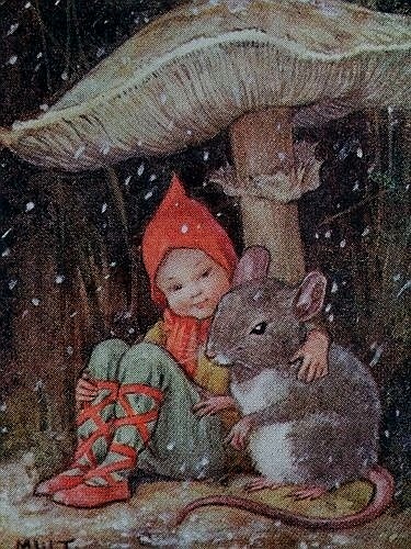 Fairy Mouse under a Mushroom by Margaret Tarrant

#MargaretTarrant #illustration #fairy
