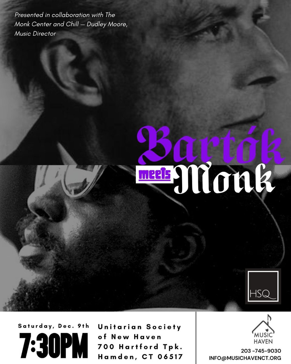 This weekend! The Haven String Quartet presents their next Chamber Series Concert, "Bartók Meets Monk!" Tickets are Suggested Donations and are available in the link in our bio.