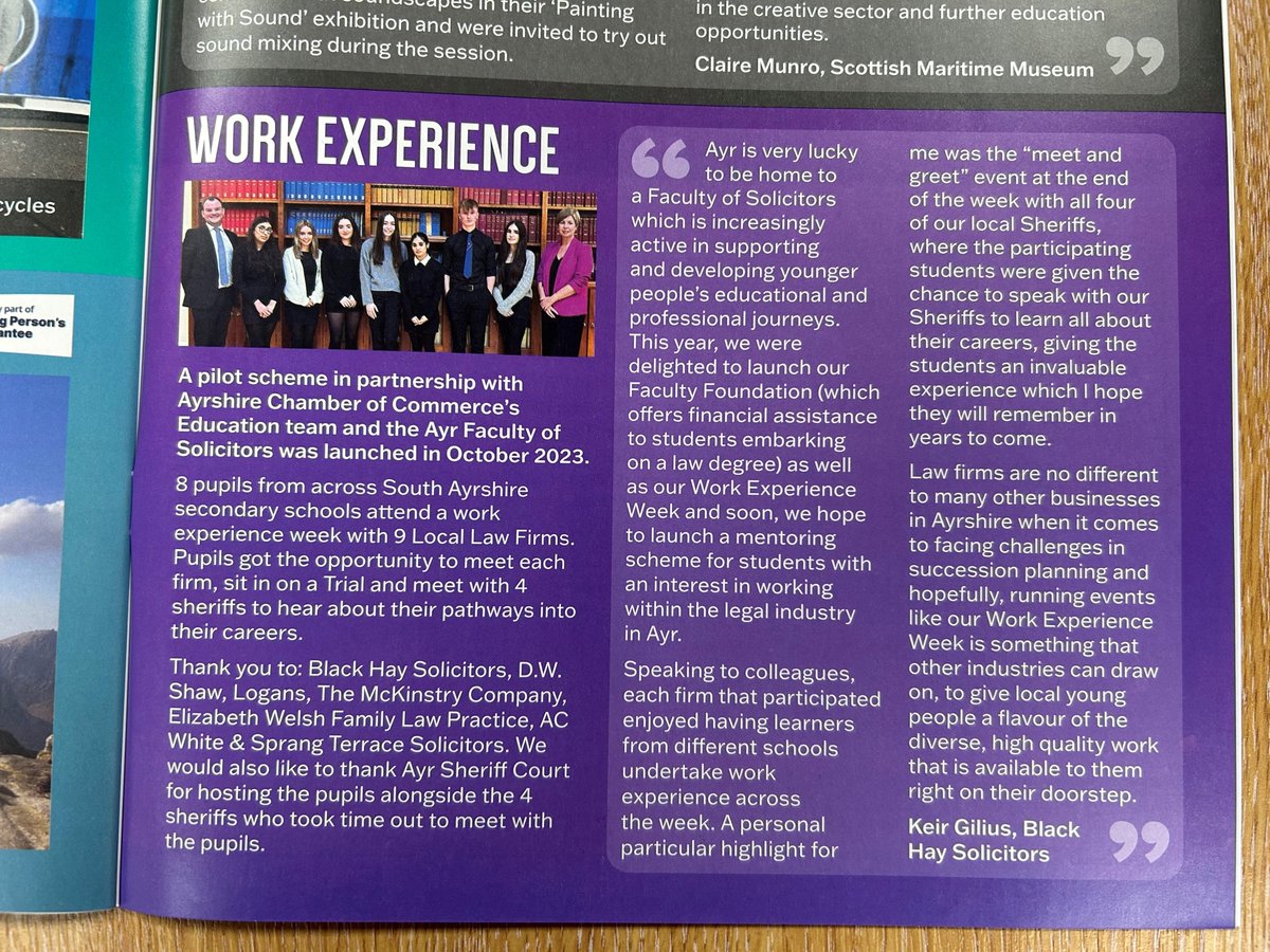 DYWAyrshire's tweet photo. Read our Education Team's recent Law Week run in partnership with Ayr Faculty of Solicitors. 8 pupils across South Ayrshire based schools got the opportunity to meet 9 different law firms, sit on a trial & meet 4 sheriffs to hear about routes into the sector. #WorkExperienceWeek https://t.co/jIbXBrRCgh