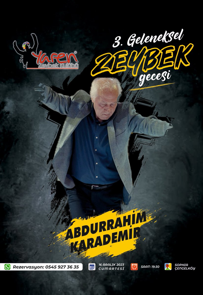 yarenzeybekk's tweet photo. Ve Artık Yalnızca Son 10 Gün! 😍

16 Aralık 2023 Cumartesi akşamı 3’üncüsünü düzenleyeceğimiz “Geleneksel Zeybek Gecesi”nde Hocalarımız;

Abdurrahim KARADEMİR,
Erhan KARATOKA,
Ve Mustafa GIRLAK,
Solo performansları ile bizlerle birlikte olacaklar. 🤗 https://t.co/8DK6BsRkDh