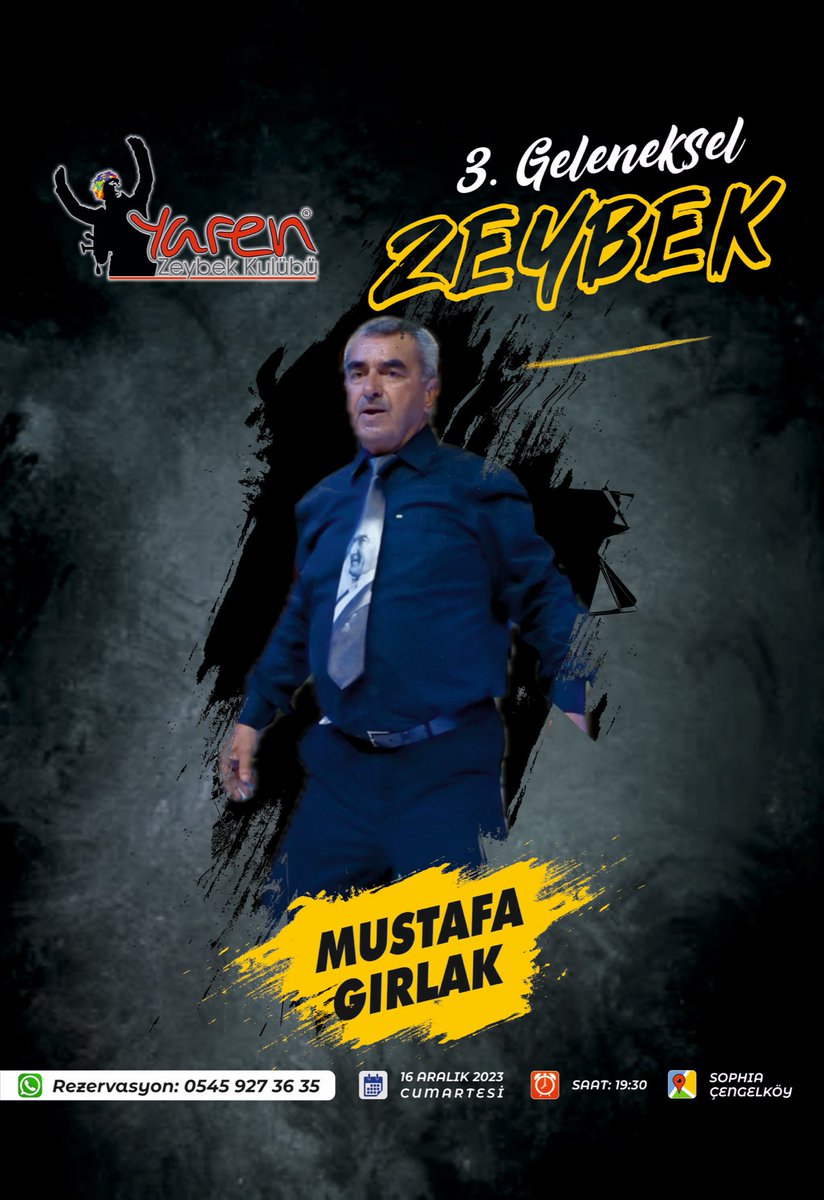 yarenzeybekk's tweet photo. Ve Artık Yalnızca Son 10 Gün! 😍

16 Aralık 2023 Cumartesi akşamı 3’üncüsünü düzenleyeceğimiz “Geleneksel Zeybek Gecesi”nde Hocalarımız;

Abdurrahim KARADEMİR,
Erhan KARATOKA,
Ve Mustafa GIRLAK,
Solo performansları ile bizlerle birlikte olacaklar. 🤗 https://t.co/8DK6BsRkDh