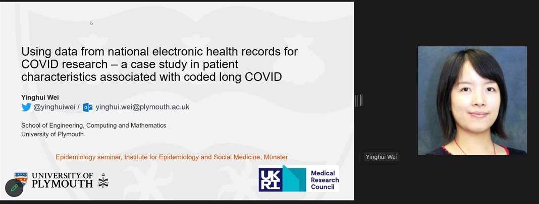 Today was the fourth lecture of our #EpiSeminar this semester - @yinghuiwei thank you very much for the great presentation and the discussion.
#OpenSAFELY #ElectronicHealthRecords #epidemiology #epitwitter