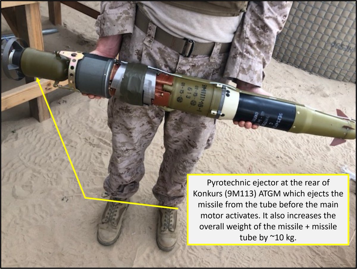 A clear picture of Konkurs missile (9M113) with pyrotechnic gas ejector ...