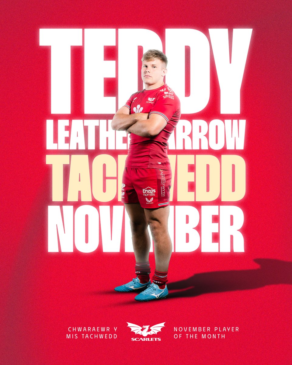 Scarlets Rugby (@scarlets_rugby) on Twitter photo Your winner of the Scarlets player of the month for November is ๐ฅ๐ฅ ๐ฅ
Teddy Leatherbarrow ๐
Full story | Stori cyfan ๐ bit.ly/418bW6U
Llongyfarchiadau i Teddy Leatherbarrow ar ennill eich pleidlais am chwaraewr Scarlets y mis am fis Tachwedd!
#YmaOHyd Your winner of the Scarlets player of the month for November is ๐ฅ๐ฅ ๐ฅ
Teddy Leatherbarrow ๐
Full story | Stori cyfan ๐ bit.ly/418bW6U
Llongyfarchiadau i Teddy Leatherbarrow ar ennill eich pleidlais am chwaraewr Scarlets y mis am fis Tachwedd!
#YmaOHyd
