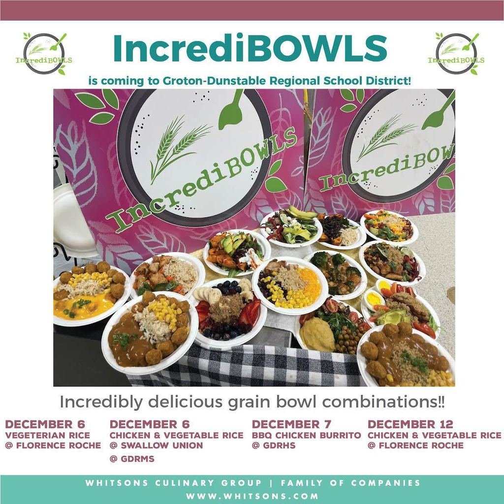 🌟 Exciting News! 🌟 Brace yourselves, foodies! 🍲 Incredibly delicious grain bowl combinations are making their debut at GDRHS tomorrow, December 7th, and hitting Florence Roche on December 12th! 🎉 Get ready to elevate your lunch game with #IncrediBOWLS! 😋🥗 #FoodieAlert