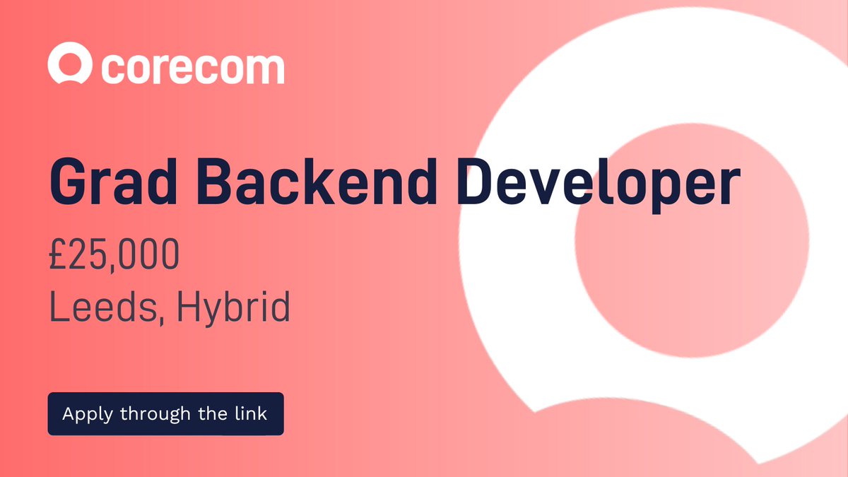 CorecomIT's tweet image. Looking to develop in a new role? Do you want to work for one of UK's fastest growing companies? Then this could be the role for you!
Find out more here - corecomconsulting.co.uk/jobs/graduate-…
#GraduateDeveloper #TechGraduateRoles #TechGrad #SoftwareDevelopment #GraduateSoftwareDeveloper