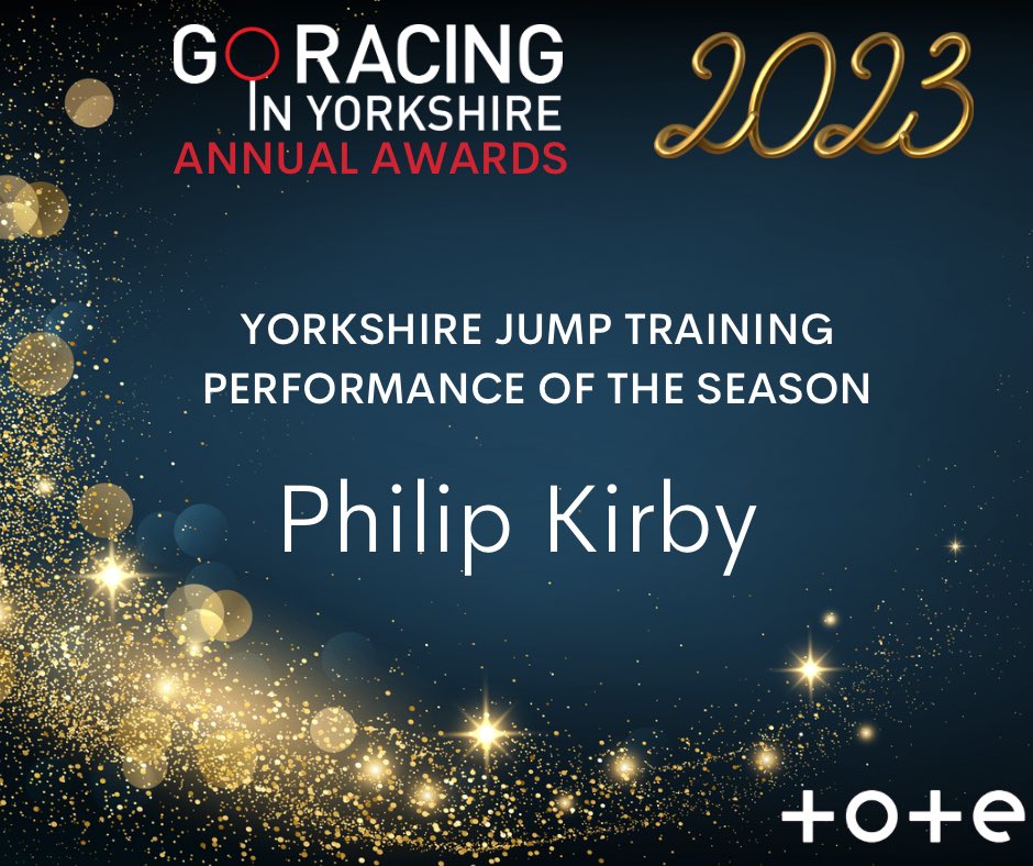 Our second public voted award of the day, for Yorkshire jump training performance of the season, goes to… Phil Kirby for Bushypark winning the North Yorkshire Grand National at @CatterickRaces! Congratulations @PhilKirbyRacing 👏