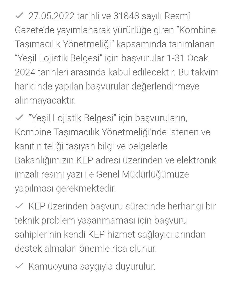 tmgdadrturkey's tweet photo. Yeşil lojistik belge başvuruları 1 Ocak 2024'te başlıyor. #tmgd #tmgdadr #tehlikelimadde #lojistik #sondakika #yeşilenerji https://t.co/qXcAFEpGCJ