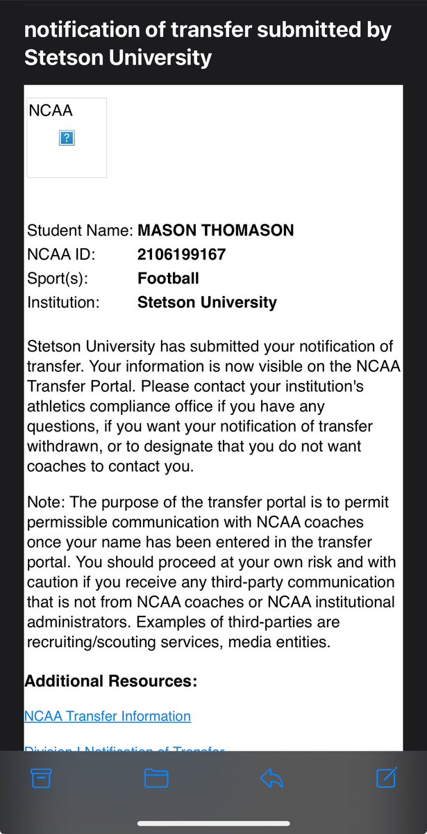 Mason Thomason D1 Transfer LB tweet media