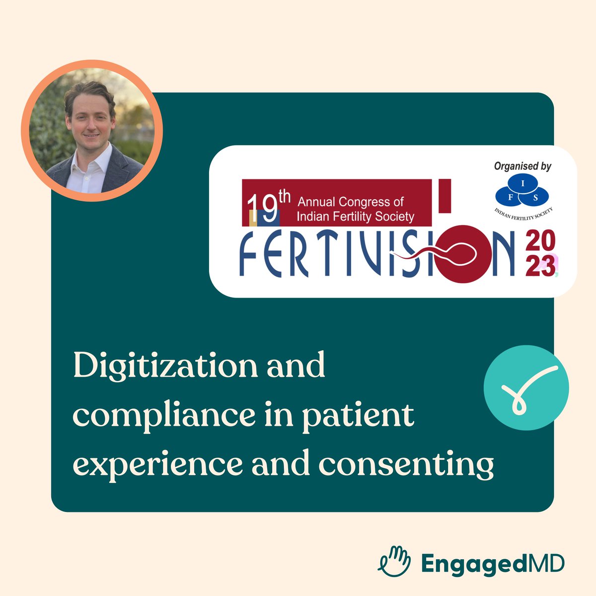 Jeff Issner, co-founder of EngagedMD, will be presenting today at FERTIVISION 2023. Jeff will discuss digitization and compliance's role in patient experience and consenting in fertility.

#EngagedMD #FERTIVISION2023 #Fertility #patientcompliance #patientexperience #healthcare